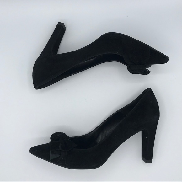 VANELi Black Suede Bow Pointed Toe Heels, Size 8 - Picture 5 of 12